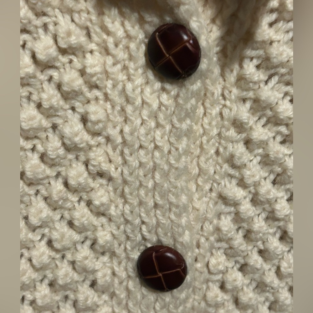 Vintage Quill's Woollen Market Cream Irish Fisherman Cardigan Sweater Wool XL. - Picture 5 of 14